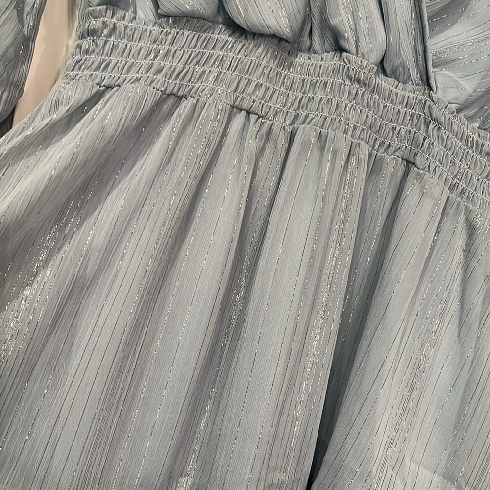 Altar’d State XS Blue Long Sleeve Dress with Silver thread throughout. Like New - Picture 16 of 16